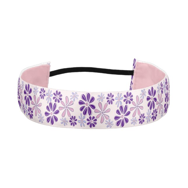 Cute Girly Pink Botanical Flower Pattern Athletic Headband (Front)