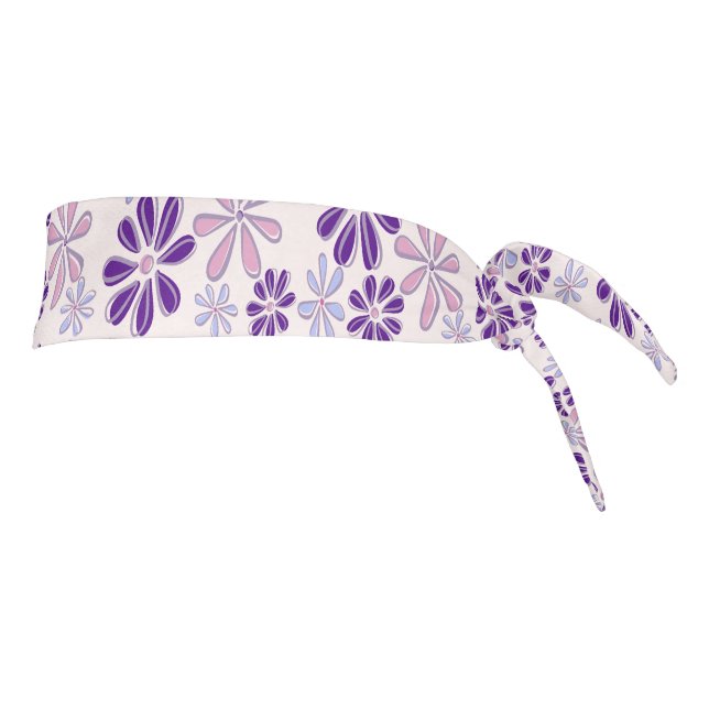 Cute Girly Pink Botanical Flower Pattern Tie Headband (Rotate 90)
