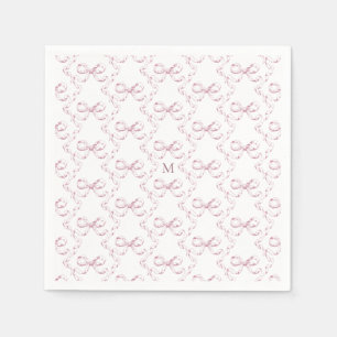 Cute Girly Pink Bow Monogram Napkins