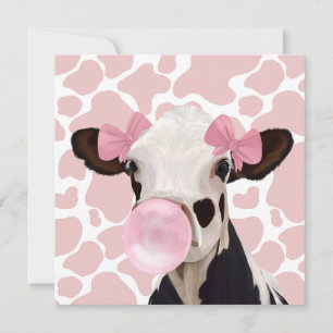 Cute Girly Pink Bubblegum Blowing Cow