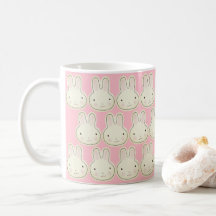 Cute girly pink bunny cartoon illustration pattern
