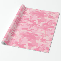 Cute Girly Pink Camo Print Wrapping Paper