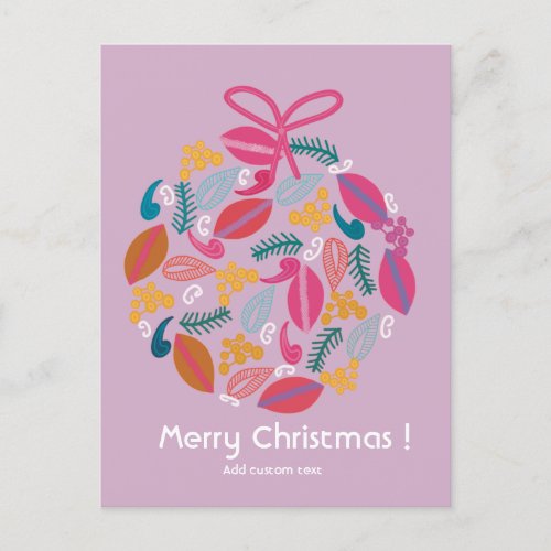 cute girly pink christmas customized  postcard