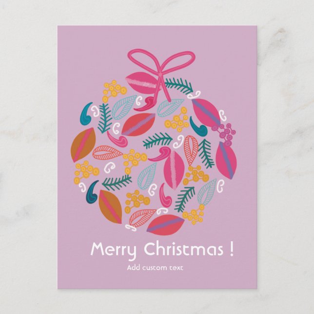 cute girly pink christmas customized  postcard (Front)