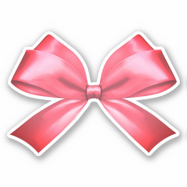 Cute Girly Pink Coquette Aesthetic Bow Sticker (Front)