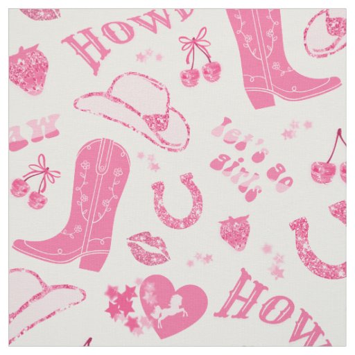 Cute Girly Pink Cowgirl Aesthetic Pattern Fabric