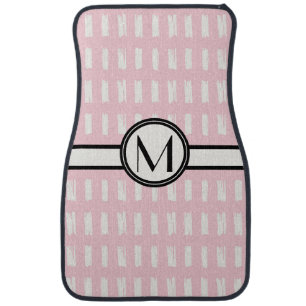 Cute Girly Pink & Cream Monogram Car Floor Mat