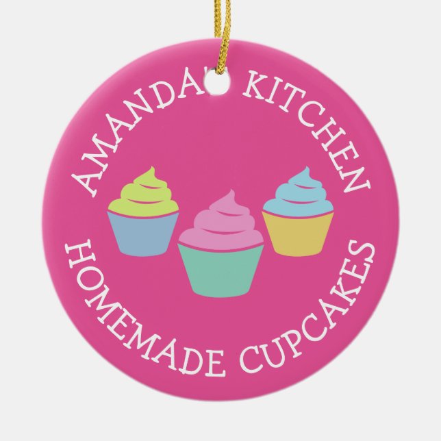 Cute girly pink cupcake baking ornament for kids (Front)