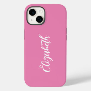 Cute Girly Pink Customizable Name Personal Name Case-Mate iPhone 14 Case