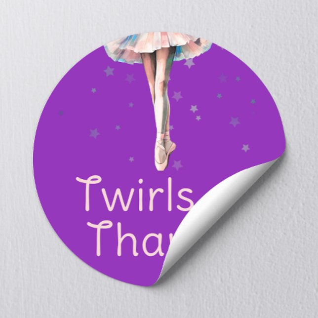 Cute Girly Pink Dance Ballerina Tutu On Purple Classic Round Sticker (Creator Uploaded)