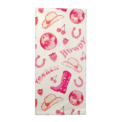 Cute Girly Pink Disco Cowgirl Aesthetic Cloth Napkin