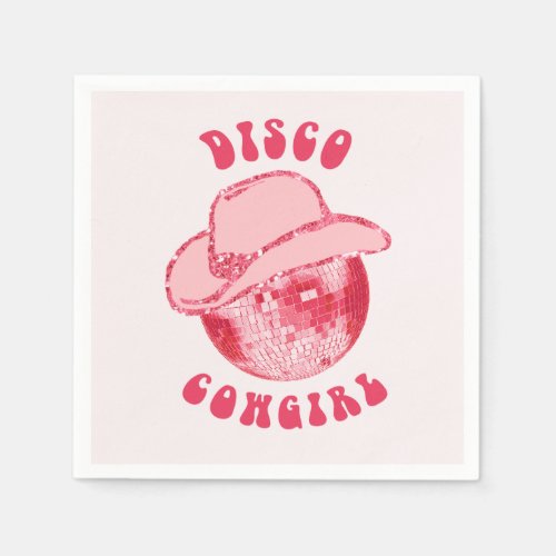 Cute Girly Pink Disco Cowgirl Glitter Napkins