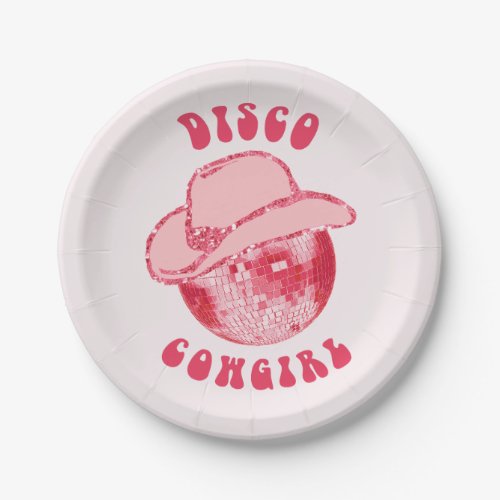 Cute Girly Pink Disco Cowgirl Glitter  Paper Plates