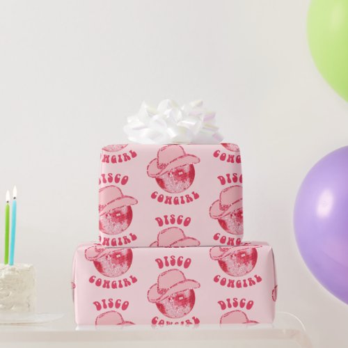Cute Girly Pink Disco Cowgirl Hat Wrapping Paper