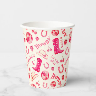 Cute Girly Pink Disco Cowgirl Paper Cups