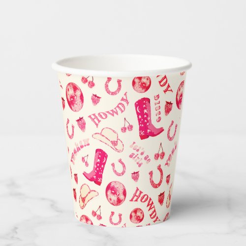Cute Girly Pink Disco Cowgirl  Paper Cups