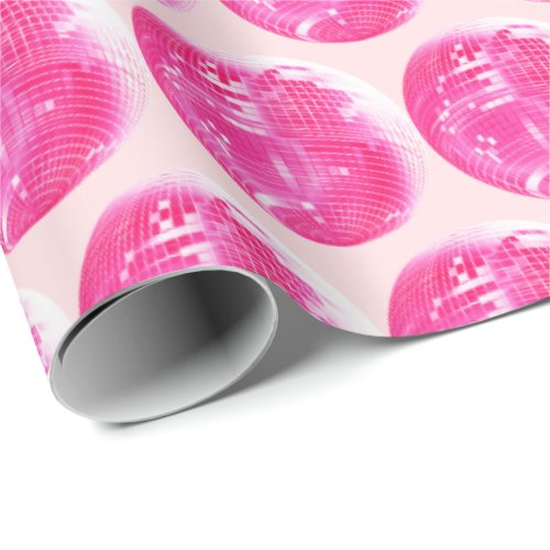 Cute Girly Pink Disco Mirrorball  Wrapping Paper