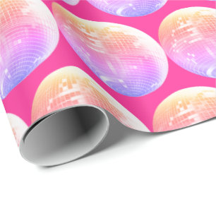 Cute Girly Pink Disco Mirrorball  Wrapping Paper