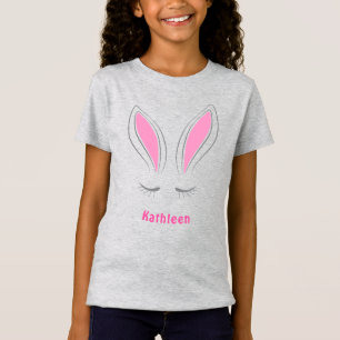 Cute Girly Pink Easter Bunny Ears T-Shirt