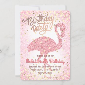Cute Girly Pink Flamingo Party Invitation by amoredesign at Zazzle