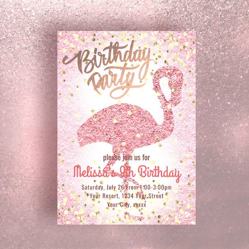 cute girly pink flamingo party invitation