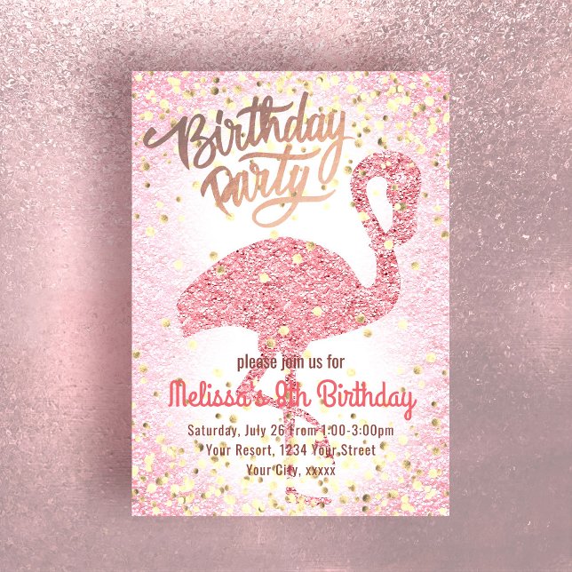 cute girly pink flamingo party invitation (Creator Uploaded)