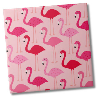 Cute Girly Pink Flamingo Pattern Ceramic Tile
