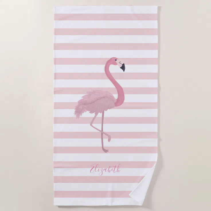 Sunny Pink Flamingo Round Beach Towel main image 1