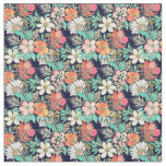 Cute Girly Pink Floral Golden Strokes Design Fabric