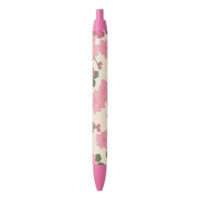 Cute Girly Pink Flower Pattern Pen (Front Vertical)