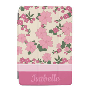 Cute Girly Pink Flower Pattern Personalised iPad Mini Cover