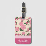 Cute Girly Pink Flower Pattern Personalised Luggage Tag at Zazzle