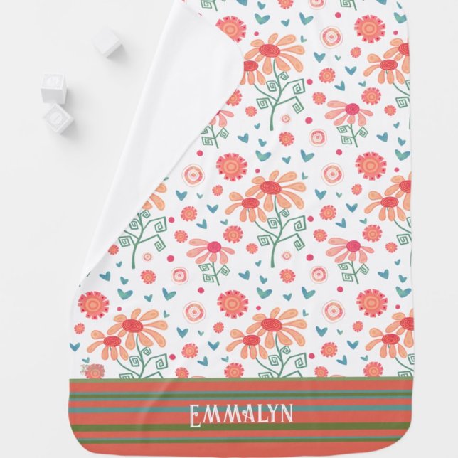 Cute Girly Pink Flowers Baby Inspirivity Baby Blanket (Creator Uploaded)