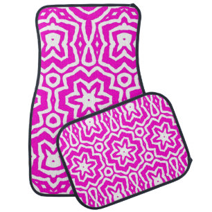 Cute Girly Pink Fuschia White Pattern Car Mat