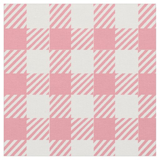 Cute Girly Pink Gingham Buffalo Plaid  Fabric