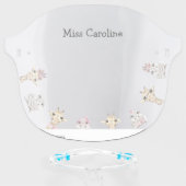 Cute Girly Pink Giraffe and Hippo Personalized Face Shield (Front w/Glasses)