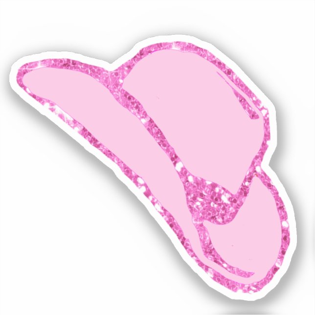 Cute Girly Pink Glitter Cowgirl Hat  Sticker (Front)