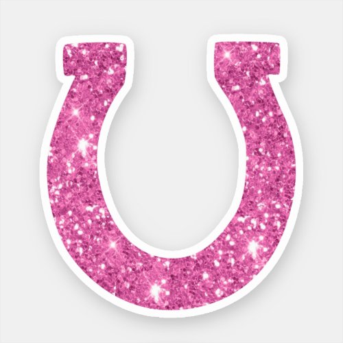 Cute Girly Pink Glitter Horseshoe Sticker