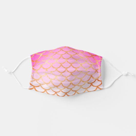 Cute Girly Pink Gold Mermaid Glitter Sparkle Adult Cloth Face Mask (Front, Unfolded)