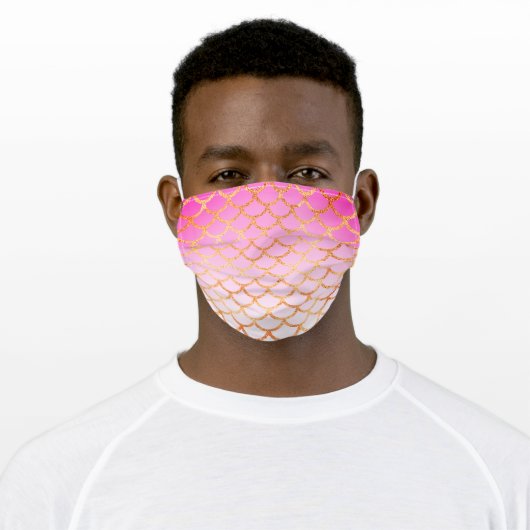 Cute Girly Pink Gold Mermaid Glitter Sparkle  Adult Cloth Face Mask (Worn)