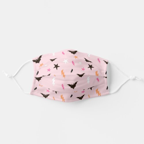 Cute Girly Pink Halloween Bats  Stars Adult Cloth Face Mask