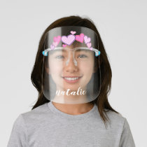 Cute Girly Pink Hearts Crown Kids' Face Shield