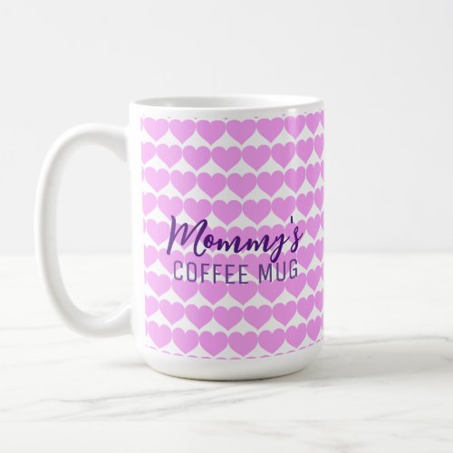 Cute Girly Pink Hearts Personalized Text White Coffee Mug