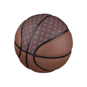 Cute Girly Pink Hearts Polka Dot Pattern Mini Basketball