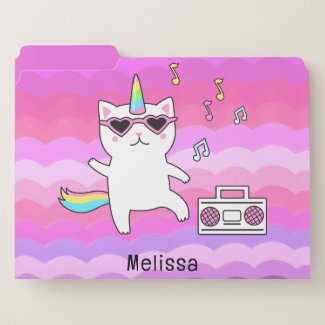 Cute Girly Pink Kawaii Unicorn Cat Personalized