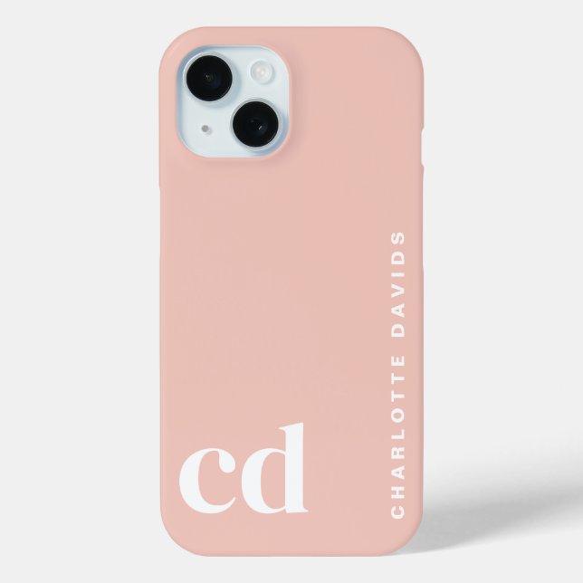 Cute Girly Pink Monogram  Case-Mate iPhone Case (Back)