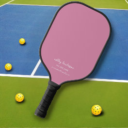 Cute Girly Pink Monogram Name + Contact Info Pickleball Paddle