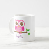 Cute Girly Pink Owl For Girls Coffee Mug (Front Left)