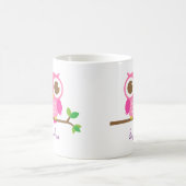 Cute Girly Pink Owl For Girls Coffee Mug (Center)