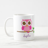 Cute Girly Pink Owl For Girls Coffee Mug (Left)